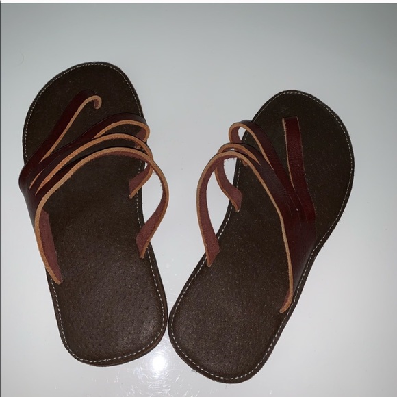 Handmade Hippie Flips Flops/Sandals Brown Size 6 - Picture 4 of 4